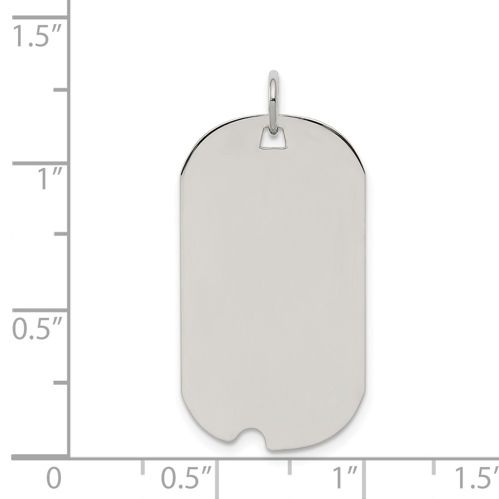Sterling Silver Rhod-plate Eng. Dog Tag Polish Front/Satin Back Disc Charm (QM504/18)