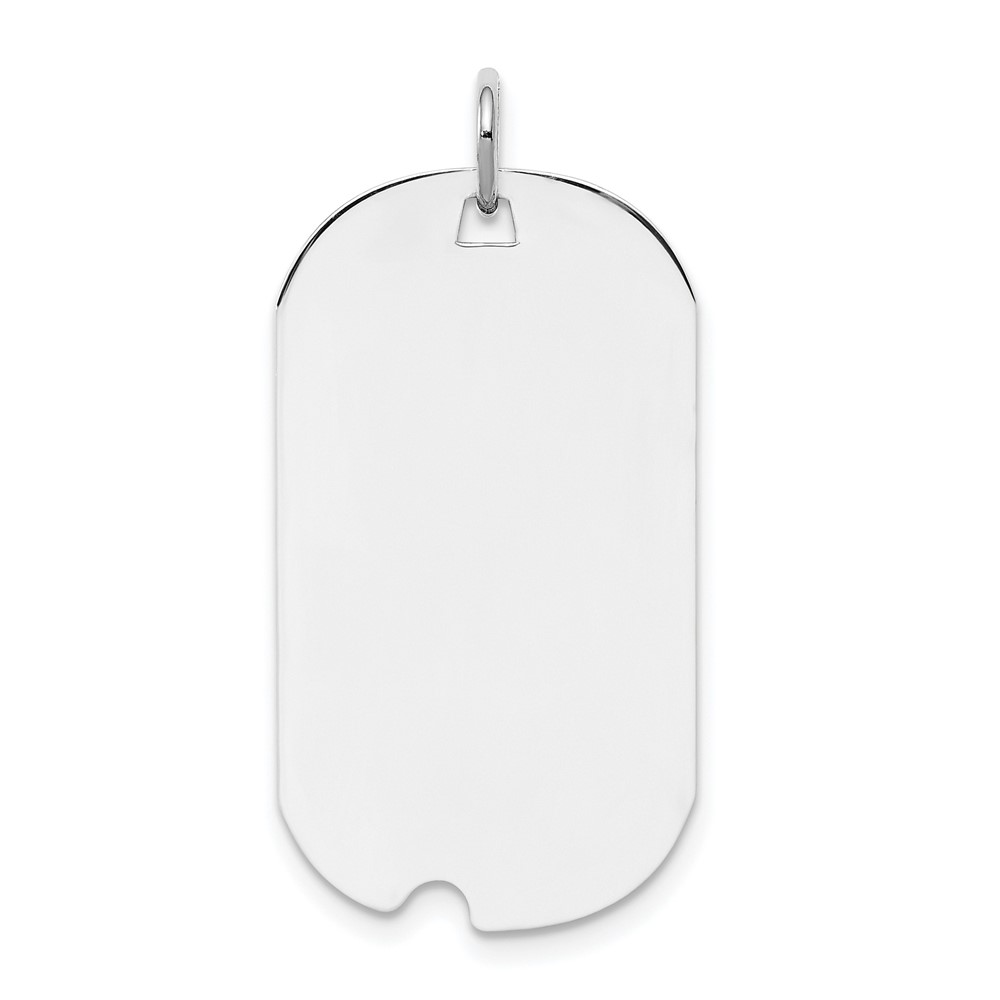 Sterling Silver Rhod-plate Eng. Dog Tag Polish Front/Satin Back Disc Charm (QM504/18)
