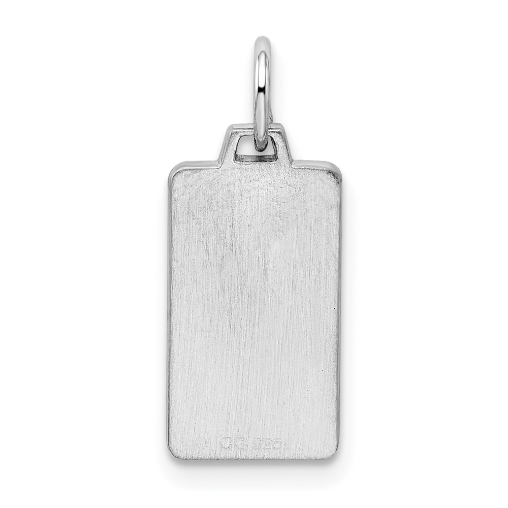 Sterling Silver Rhod-plate Eng. Rect. Polish Front/Satin Back Disc Charm (QM505/50)