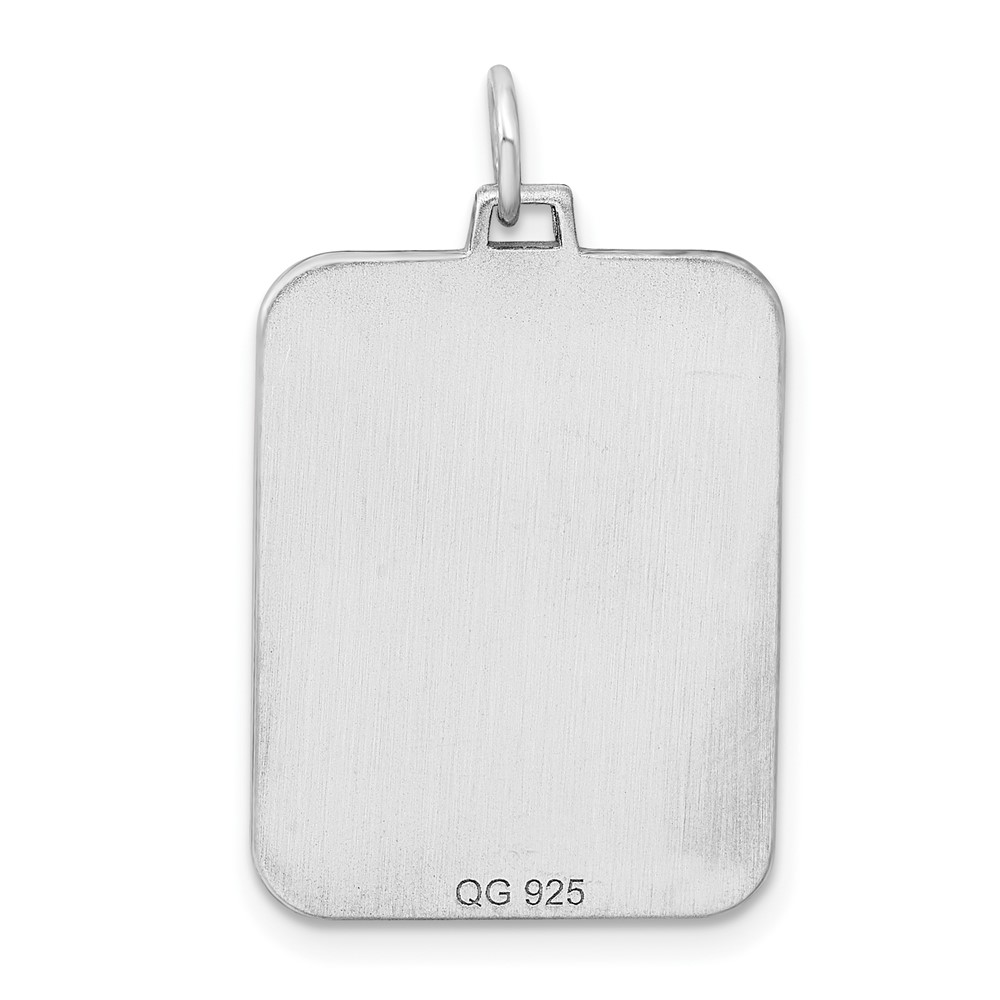 Sterling Silver Rhod-plate Eng. Rect. Polish Front/Satin Back Disc Charm (QM506/27)