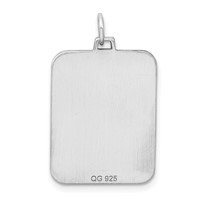 Sterling Silver Rhod-plate Eng. Rect. Polish Front Satin Back Disc Charm view 3