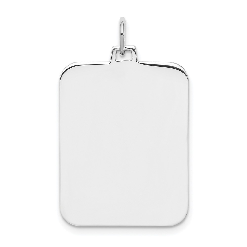 Sterling Silver Rhod-plate Eng. Rect. Polish Front/Satin Back Disc Charm (QM506/18)