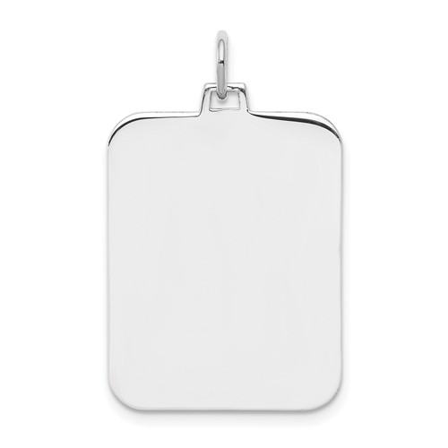 Sterling Silver Rhod-plate Eng. Rect. Polish Front Satin Back Disc Charm