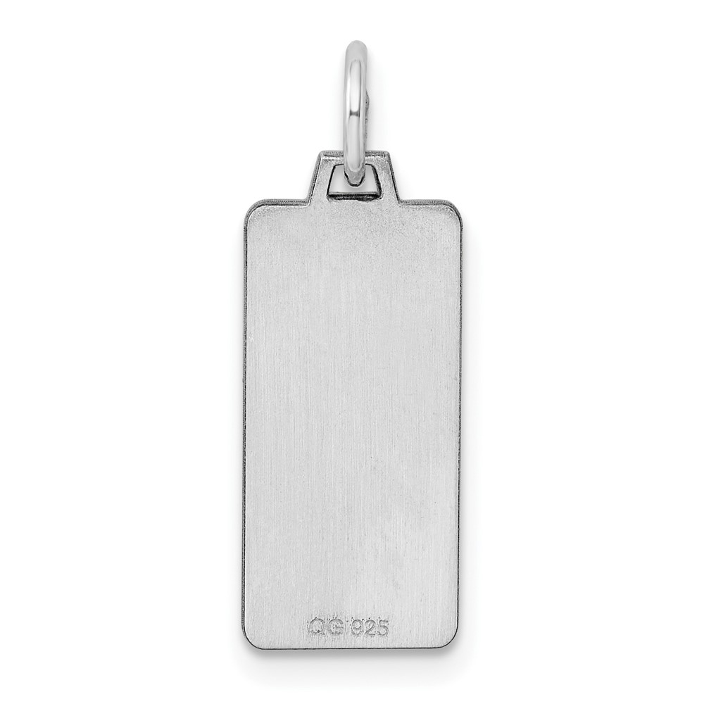 Sterling Silver Rhod-plate Eng. Rect. Polish Front/Satin Back Disc Charm (QM507/35)
