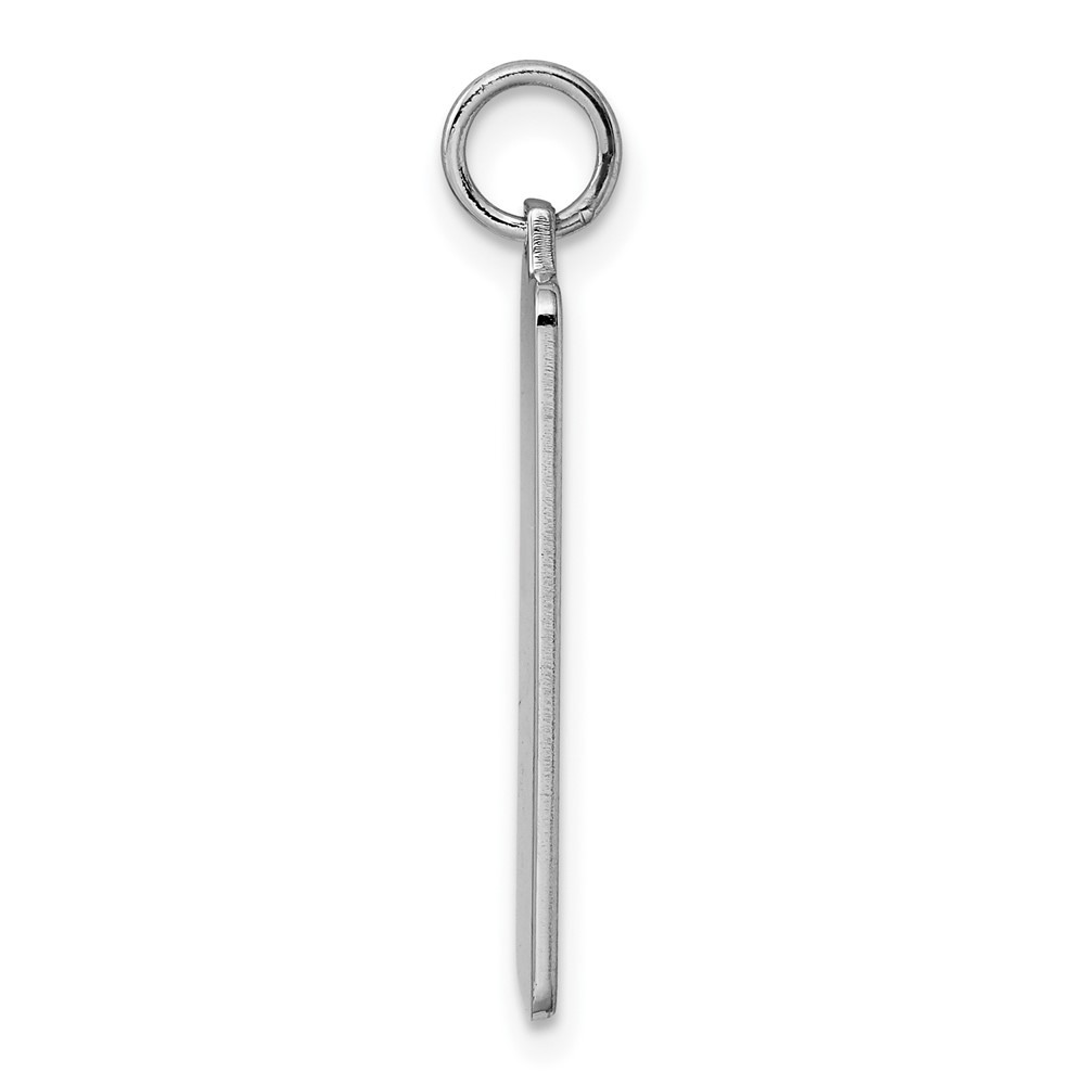 Sterling Silver Rhod-plate Eng. Rect. Polish Front/Satin Back Disc Charm (QM508/18)