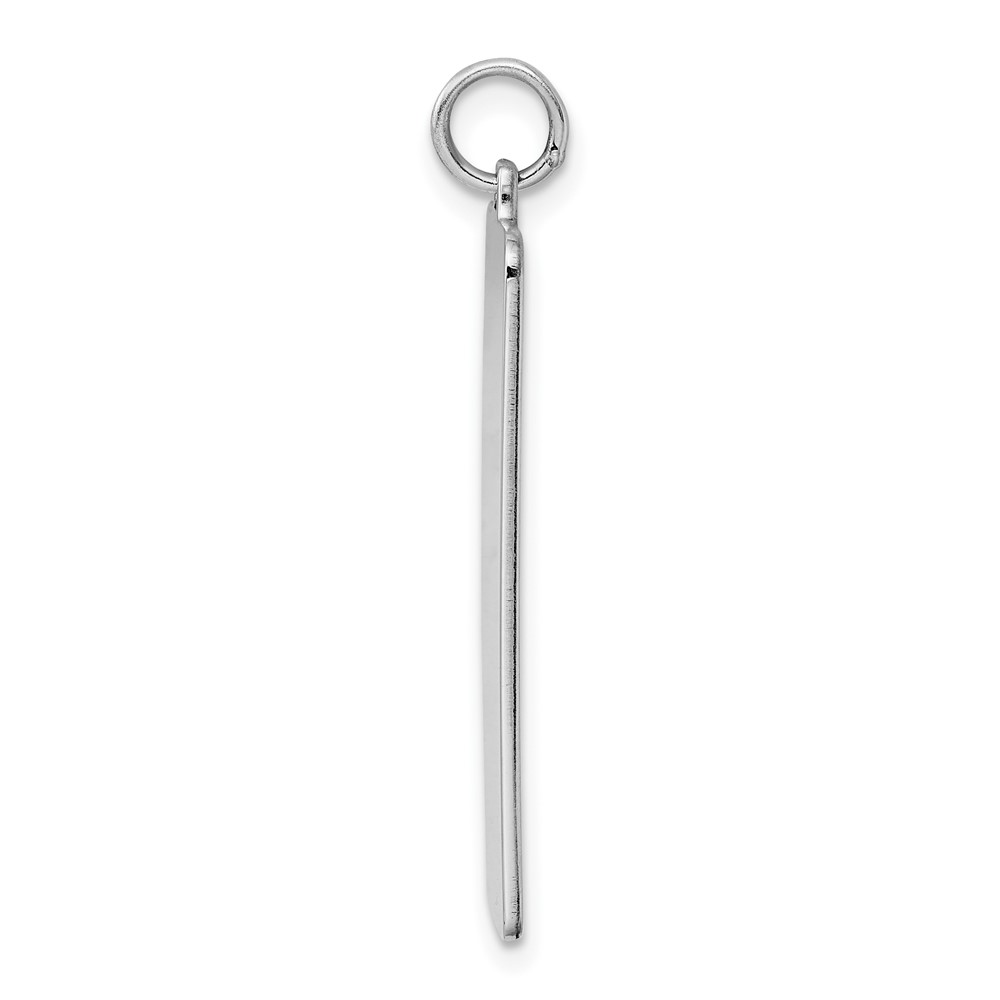 Sterling Silver Rhod-plate Eng. Rect. Polish Front/Satin Back Disc Charm (QM509/18)