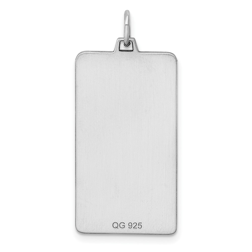 Sterling Silver Rhod-plate Eng. Rect. Polish Front/Satin Back Disc Charm (QM509/18)