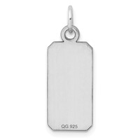 Sterling Silver Rhod-plate Eng. Rect. Polish Front Satin Back Disc Charm view 4