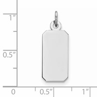 Sterling Silver Rhod-plate Eng. Rect. Polish Front Satin Back Disc Charm view 3