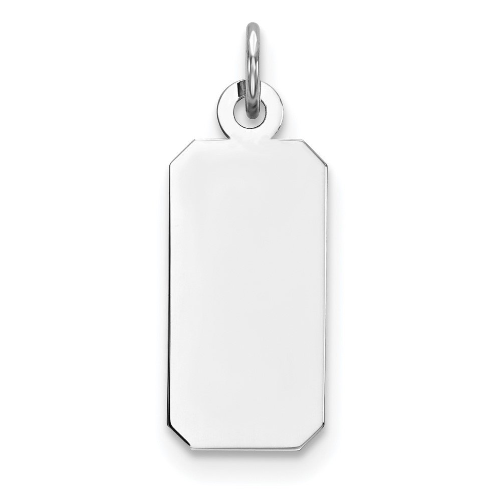 Sterling Silver Rhod-plate Eng. Rect. Polish Front/Satin Back Disc Charm (QM510/18)