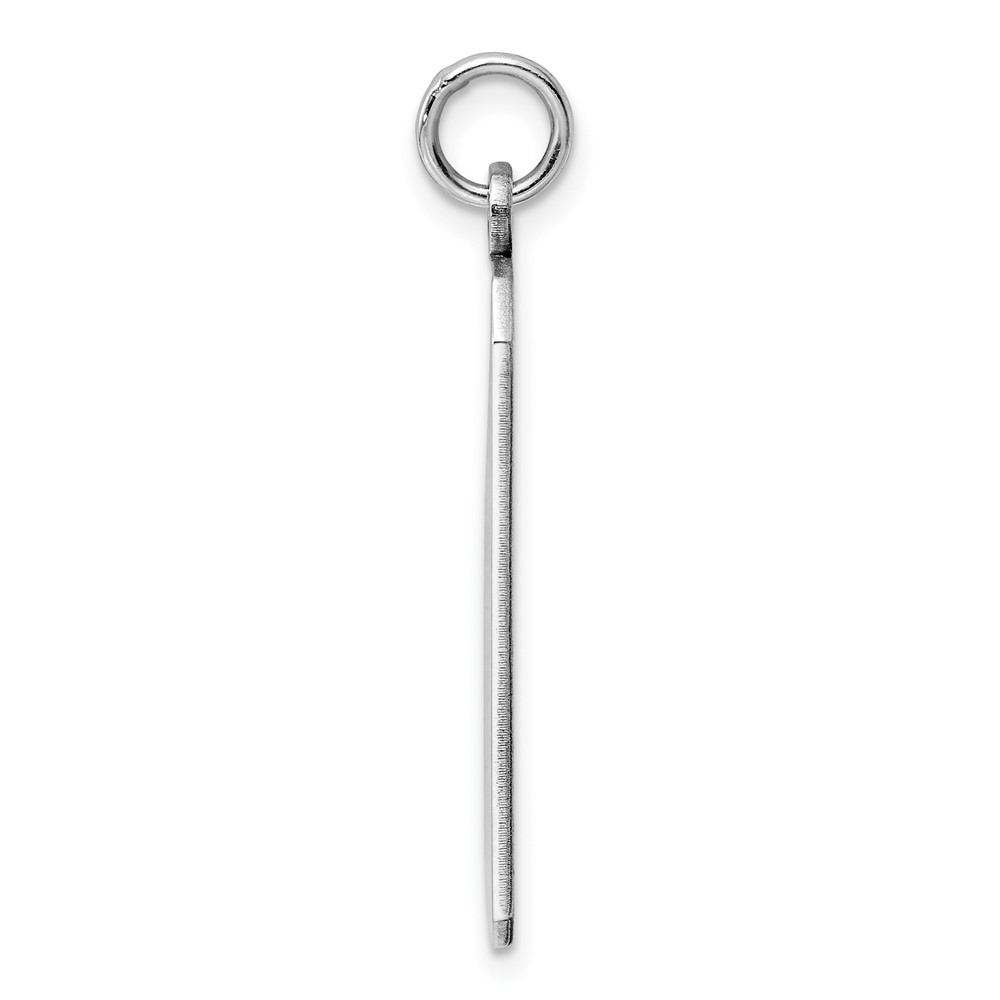 Sterling Silver Rhod-plate Eng. Rect. Polish Front/Satin Back Disc Charm (QM511/18)