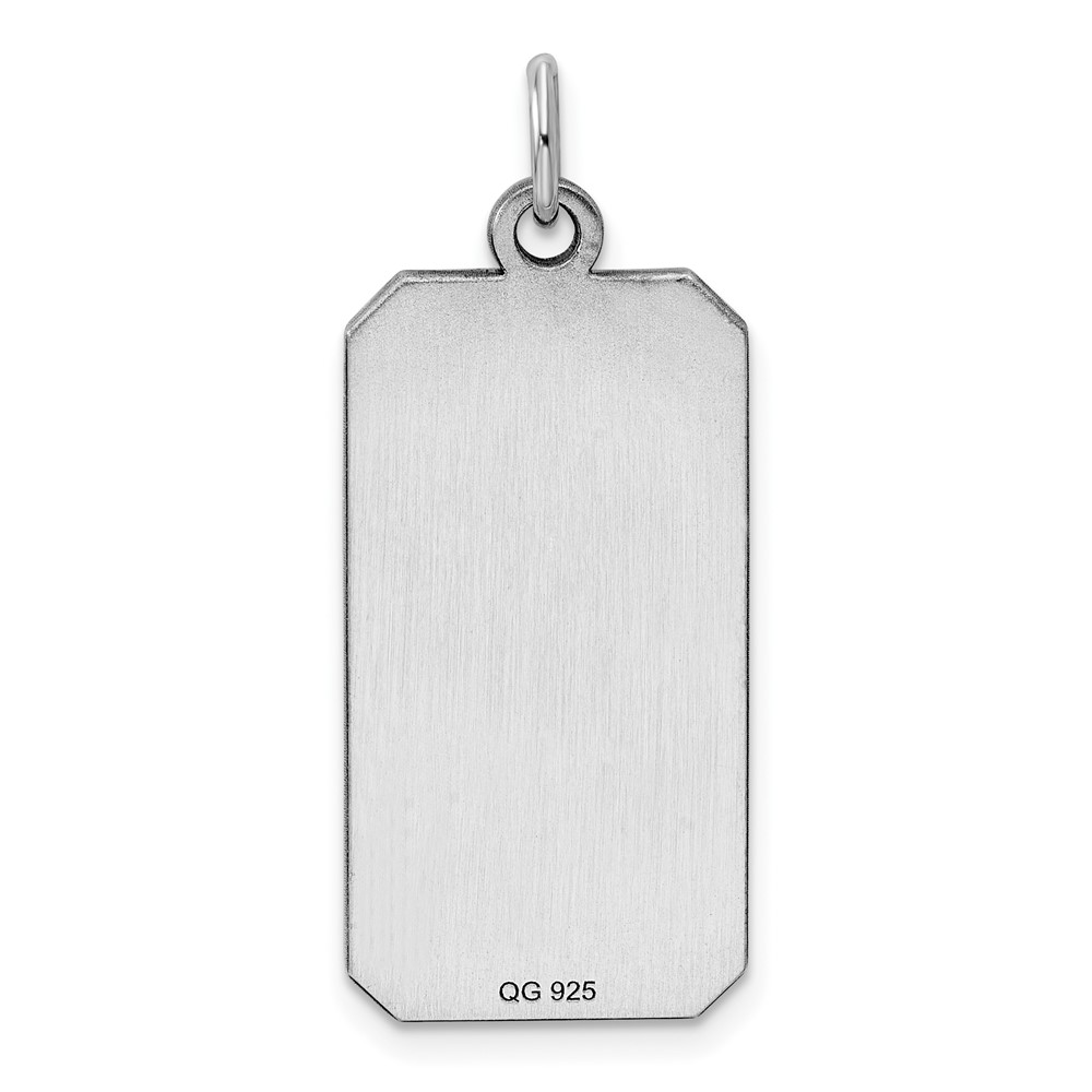 Sterling Silver Rhod-plate Eng. Rect. Polish Front/Satin Back Disc Charm (QM511/18)