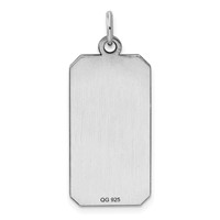 Sterling Silver Rhod-plate Eng. Rect. Polish Front Satin Back Disc Charm view 4