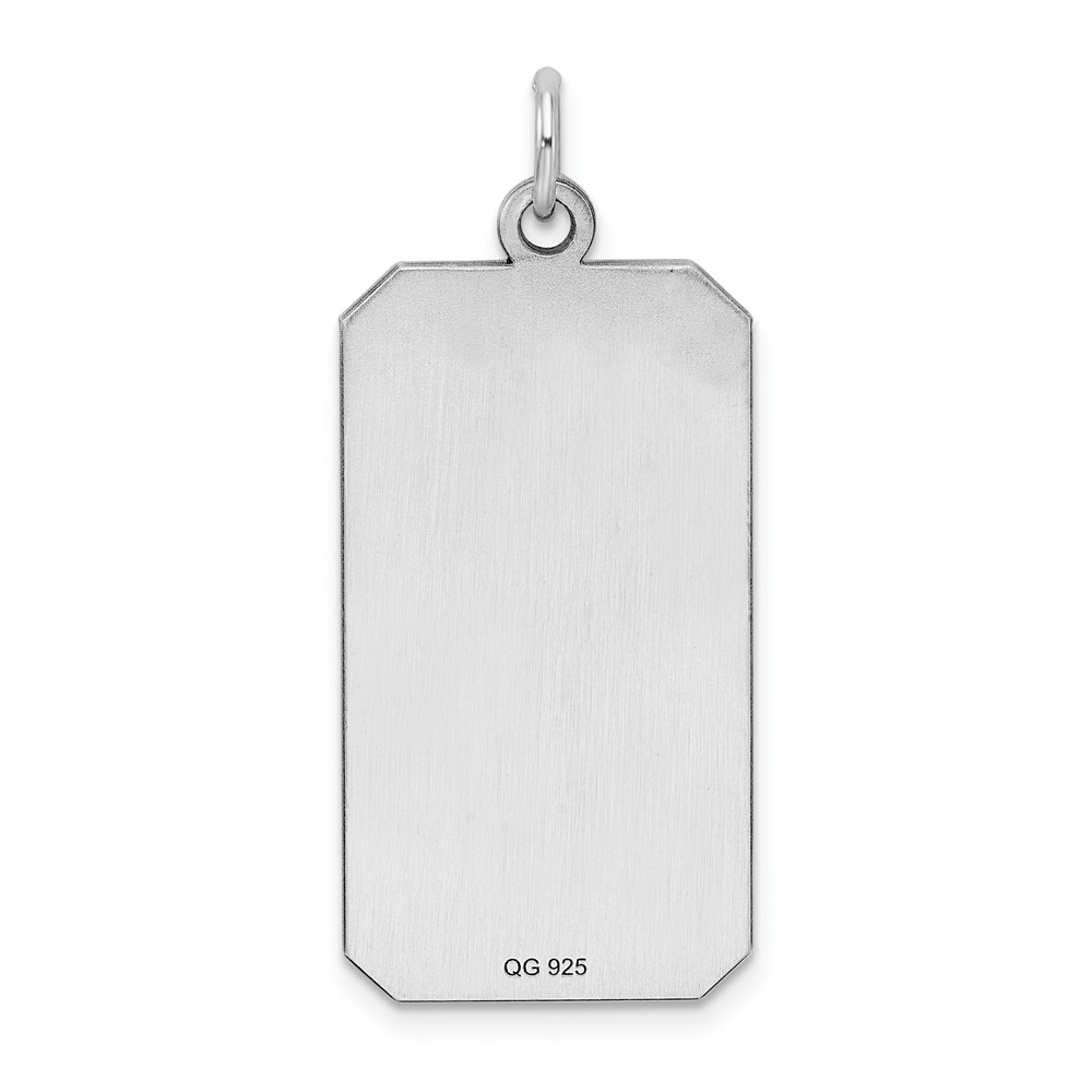 Sterling Silver Rhod-plate Eng. Rect. Polish Front/Satin Back Disc Charm (QM512/35)