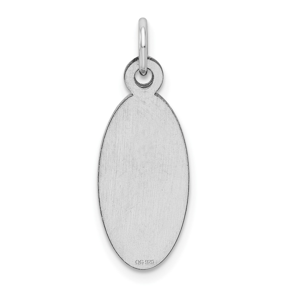 Sterling Silver Rhod-plate Eng. Oval Polish Front/Satin Back Disc Charm (QM513/18)