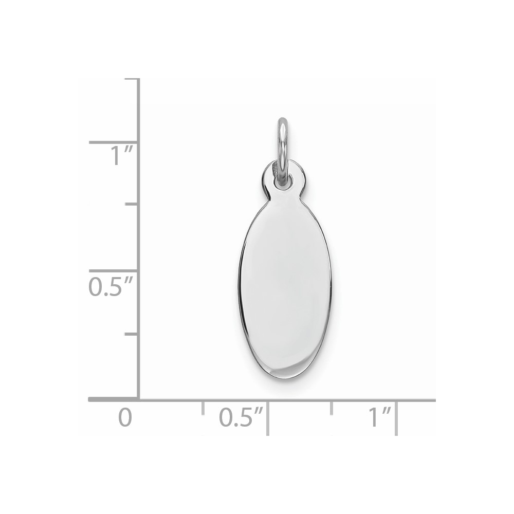 Sterling Silver Rhod-plate Eng. Oval Polish Front/Satin Back Disc Charm (QM513/18)