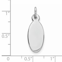 Sterling Silver Rhod-plate Eng. Oval Polish Front Satin Back Disc Charm view 3
