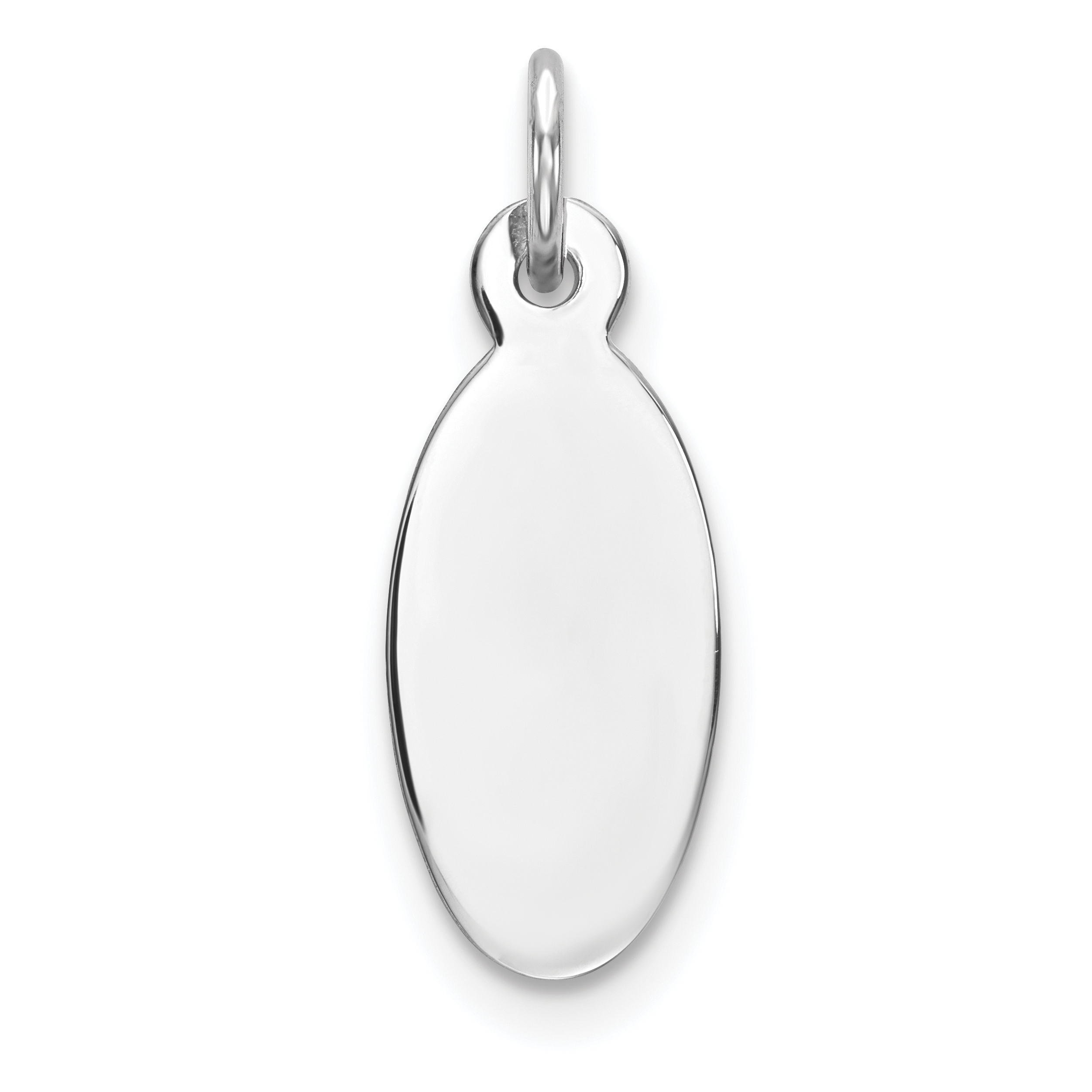 Sterling Silver Rhod-plate Eng. Oval Polish Front/Satin Back Disc Charm (QM513/18)