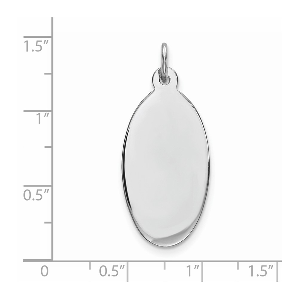 Sterling Silver Rhod-plate Eng. Oval Polish Front/Satin Back Disc Charm (QM514/27)