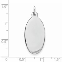 Sterling Silver Rhod-plate Eng. Oval Polish Front Satin Back Disc Charm view 3