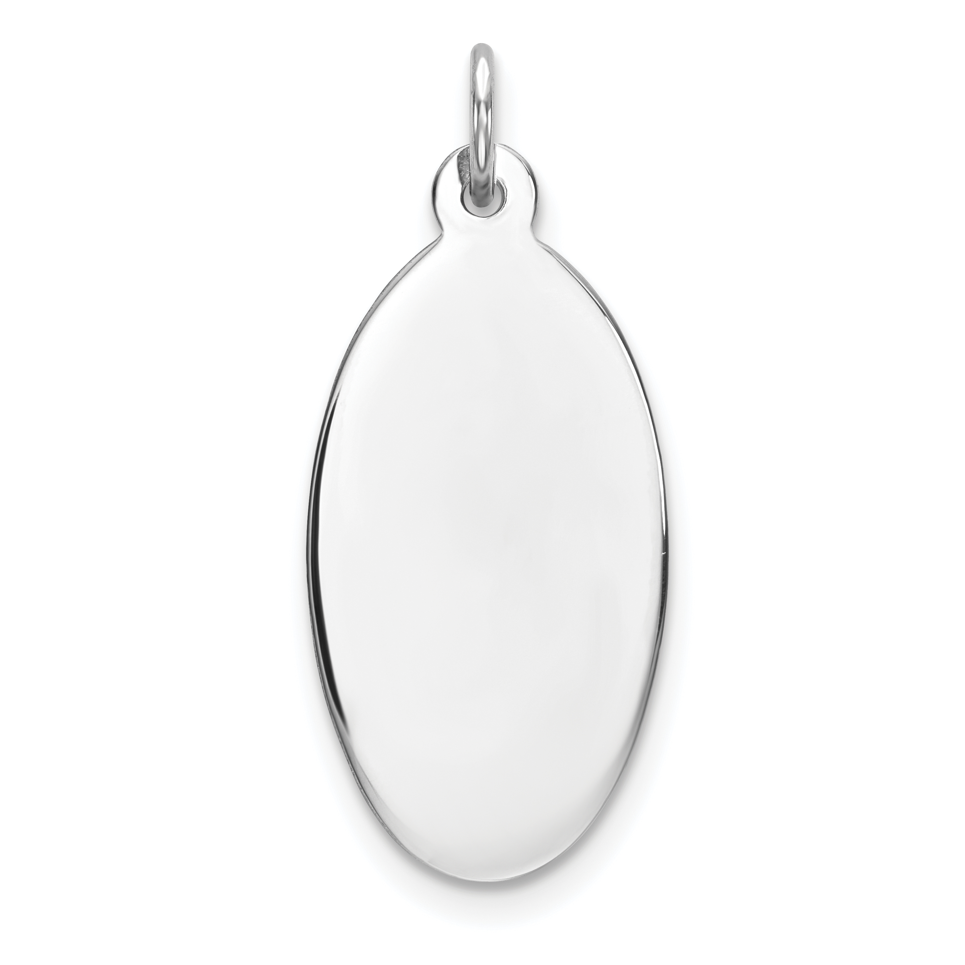 Sterling Silver Rhod-plate Eng. Oval Polish Front/Satin Back Disc Charm (QM514/27)