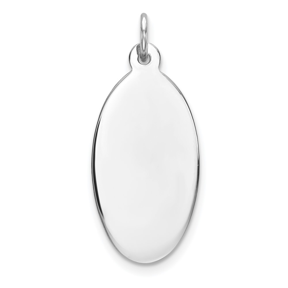 Sterling Silver Rhod-plate Eng. Oval Polish Front/Satin Back Disc Charm (QM514/27)