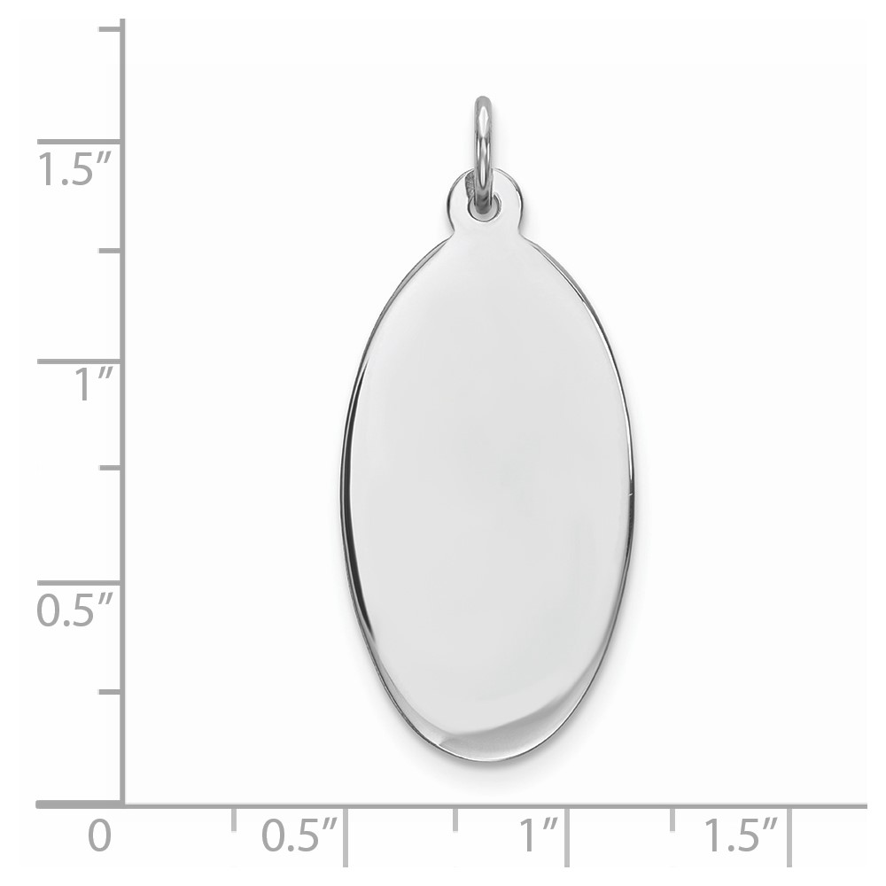 Sterling Silver Rhod-plate Eng. Oval Polish Front/Satin Back Disc Charm (QM515/27)