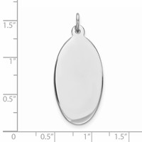 Sterling Silver Rhod-plate Eng. Oval Polish Front Satin Back Disc Charm view 2
