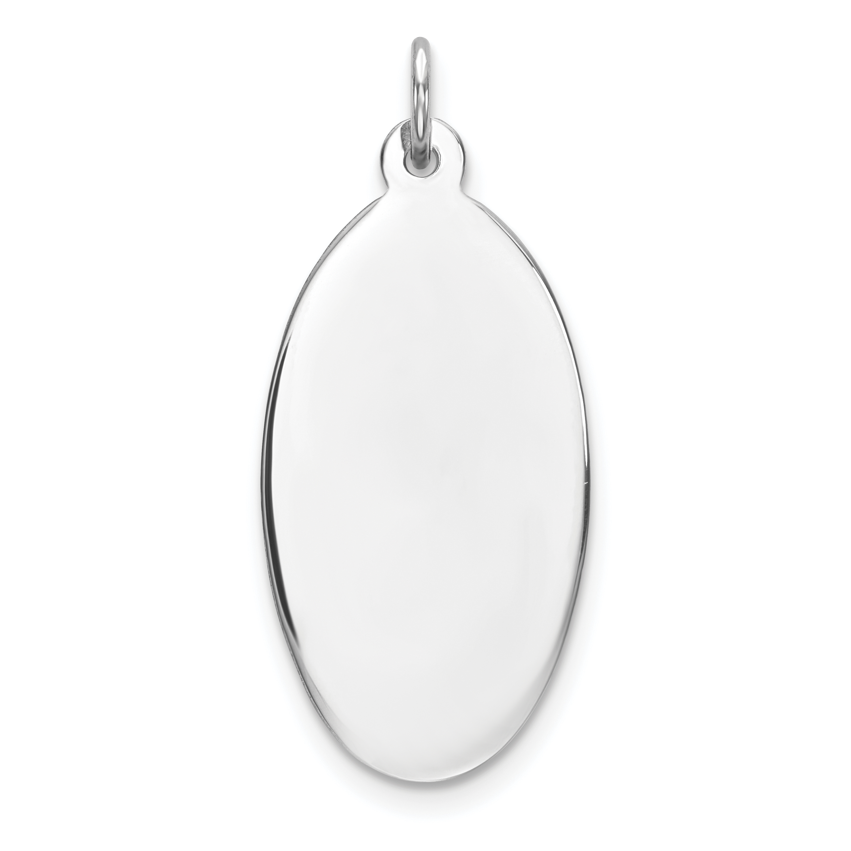 Sterling Silver Rhod-plate Eng. Oval Polish Front/Satin Back Disc Charm (QM515/27)