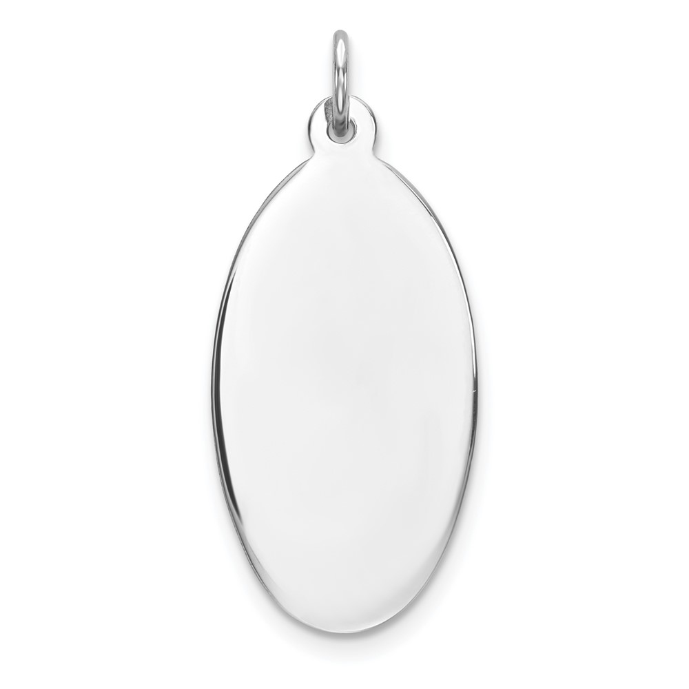 Sterling Silver Rhod-plate Eng. Oval Polish Front/Satin Back Disc Charm (QM515/27)