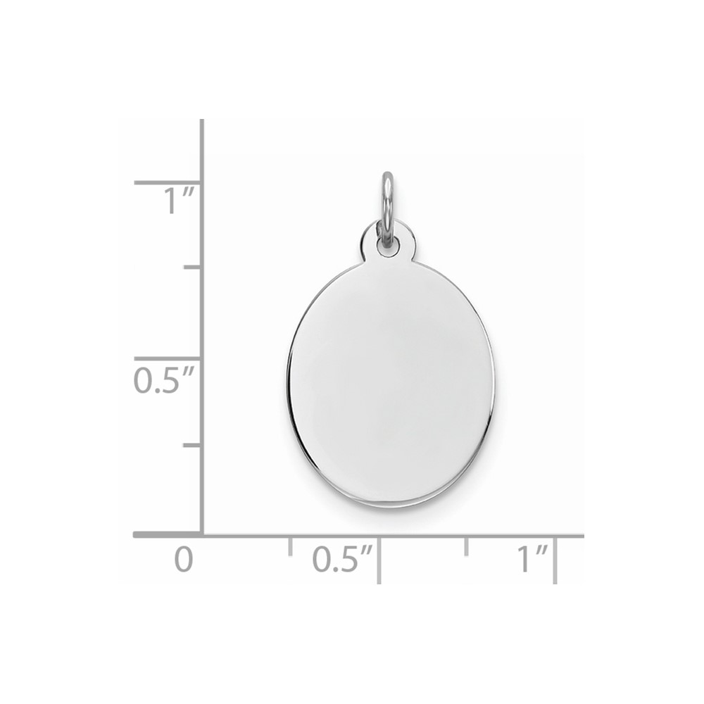 Sterling Silver Rhod-plate Eng. Oval Polish Front/Satin Back Disc Charm (QM516/35)