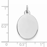 Sterling Silver Rhod-plate Eng. Oval Polish Front Satin Back Disc Charm view 2