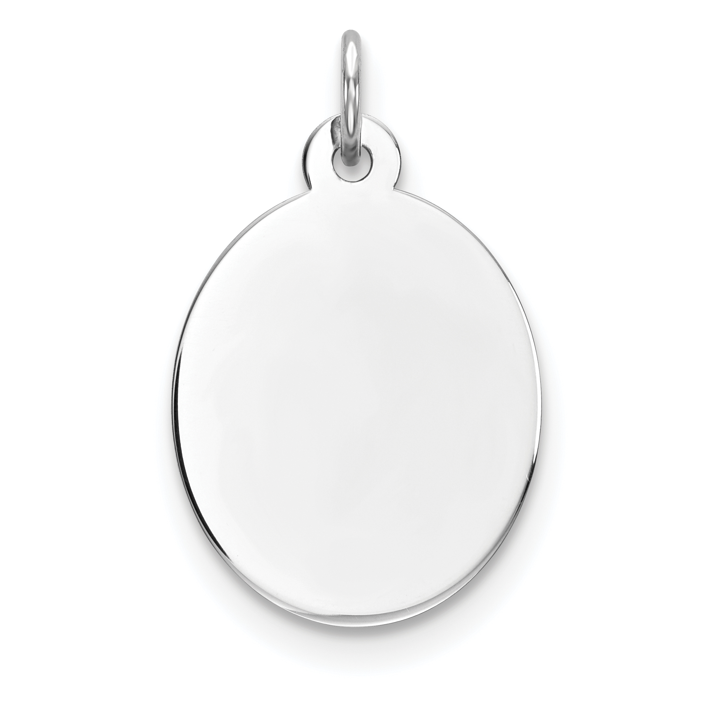 Sterling Silver Rhod-plate Eng. Oval Polish Front/Satin Back Disc Charm (QM516/18)