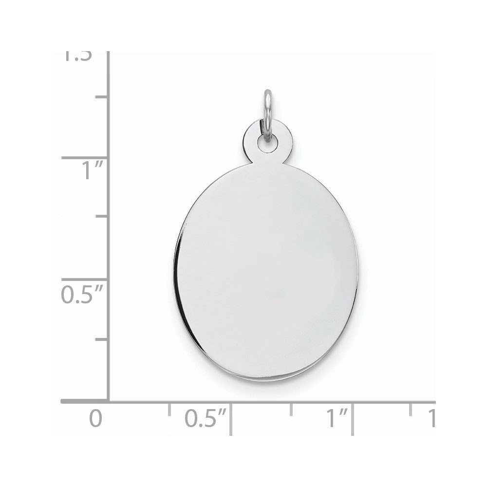 Sterling Silver Rhod-plate Eng. Oval Polish Front/Satin Back Disc Charm (QM517/27)
