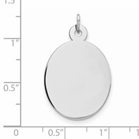 Sterling Silver Rhod-plate Eng. Oval Polish Front Satin Back Disc Charm view 2