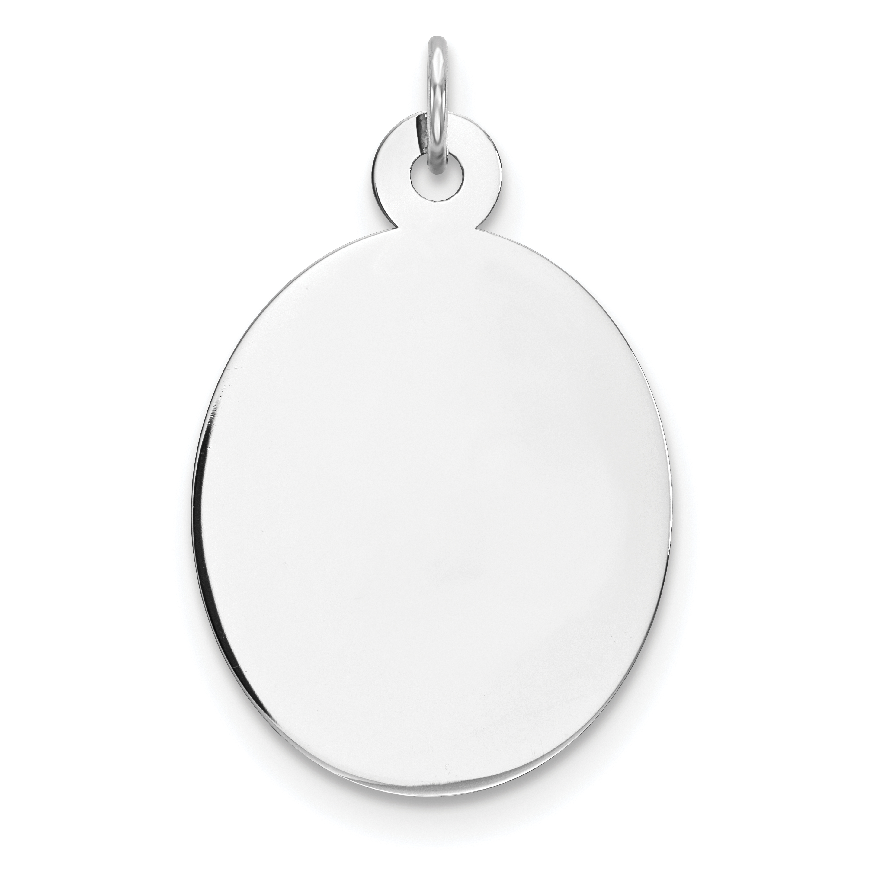 Sterling Silver Rhod-plate Eng. Oval Polish Front/Satin Back Disc Charm (QM517/18)