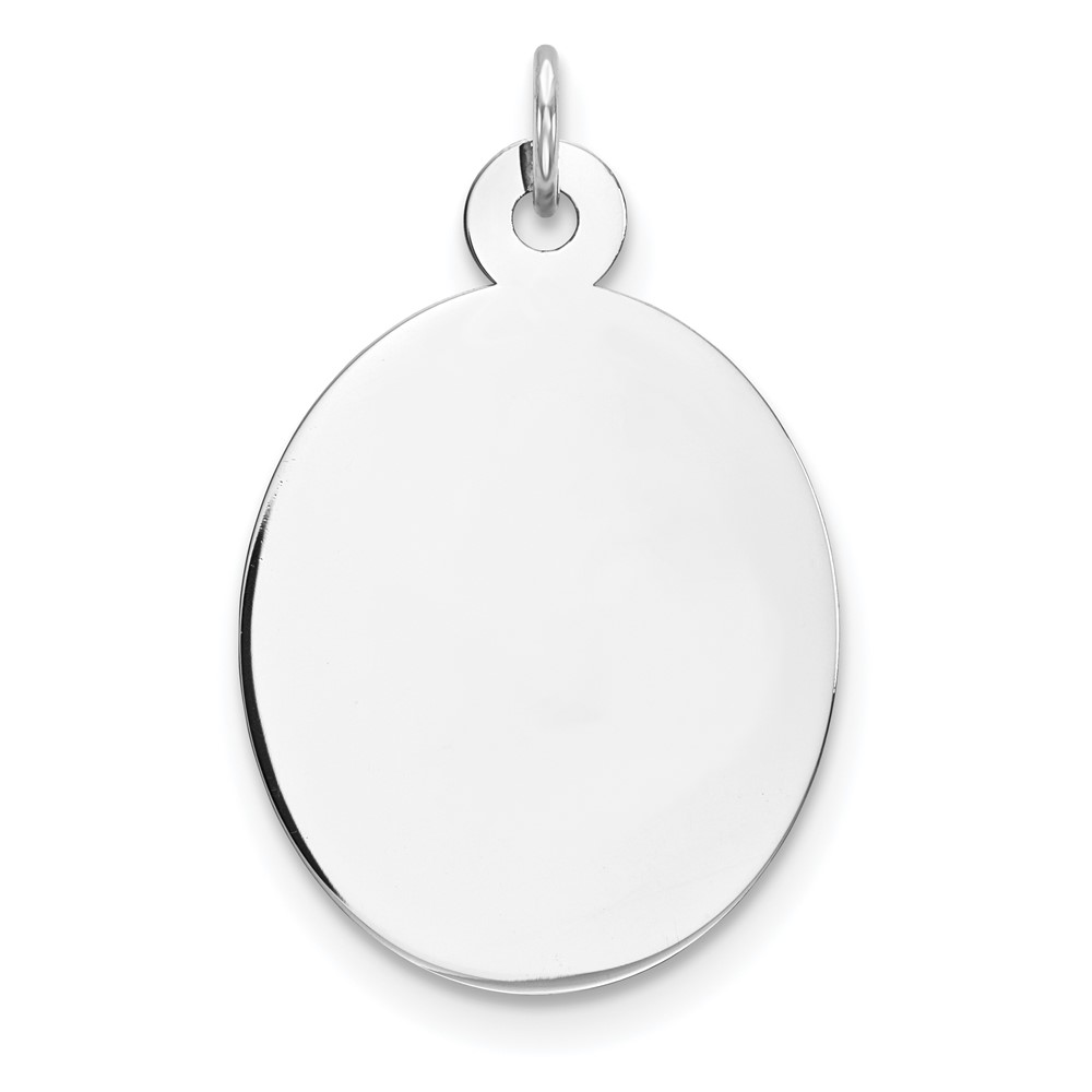 Sterling Silver Rhod-plate Eng. Oval Polish Front/Satin Back Disc Charm (QM517/18)