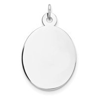 Sterling Silver Rhod-plate Eng. Oval Polish Front Satin Back Disc Charm view 1