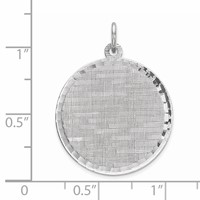 Sterling Silver Rhod-plated Eng. Rnd Patterned Polish Front Satin Back Disc view 2