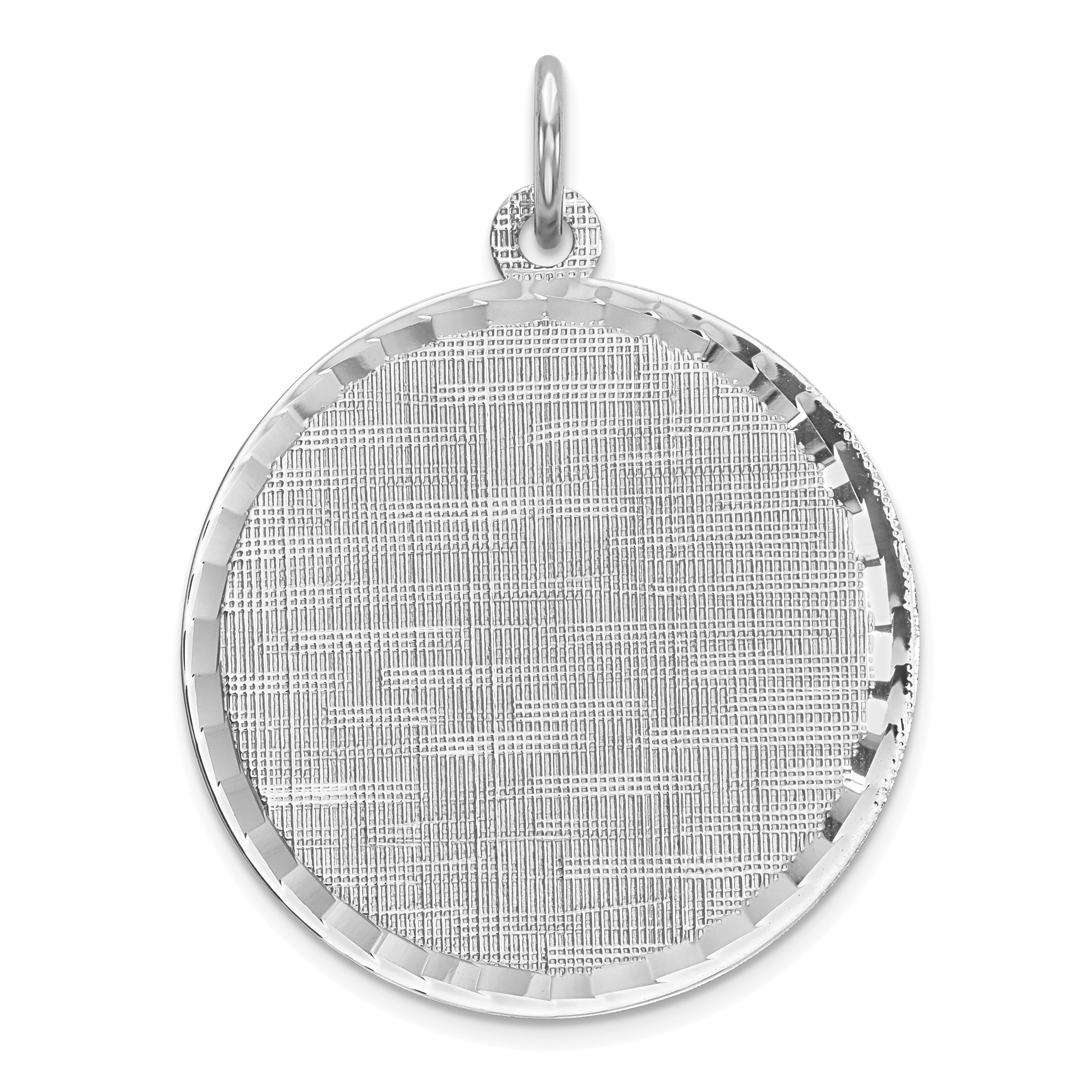 Sterling Silver Rhod-plated Eng. Rnd Patterned Polish Front/Satin Back Disc (QM518/18)