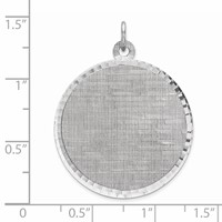 Sterling Silver Rhod-plated Eng. Rnd Patterned Polish Front Satin Back Disc view 2