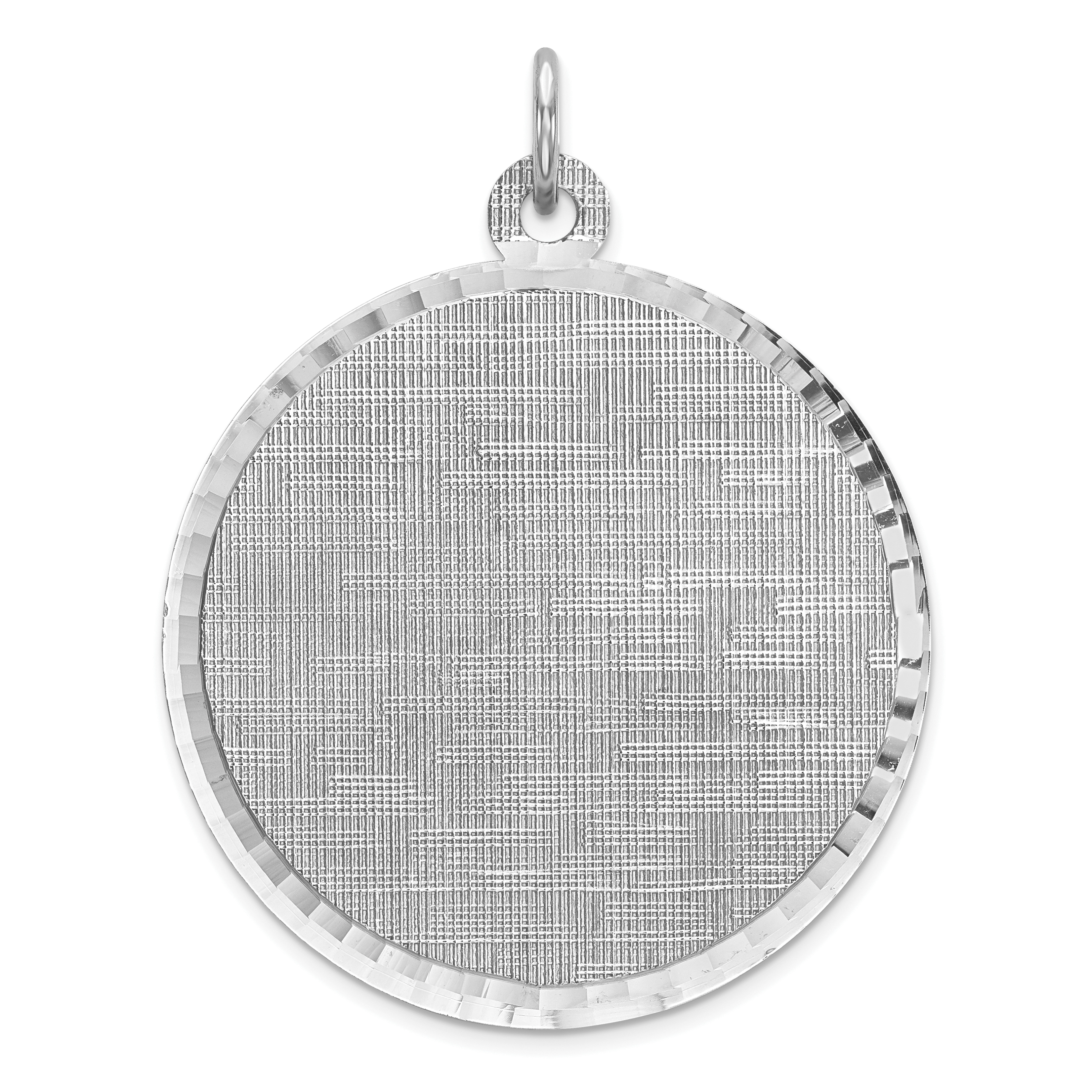 Sterling Silver Rhod-plated Eng. Rnd Patterned Polish Front/Satin Back Disc (QM519/18)