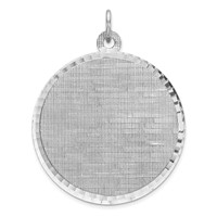 Sterling Silver Rhod-plated Eng. Rnd Patterned Polish Front Satin Back Disc view 1