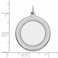 Sterling Silver Rhod-plated Eng. Round Polish Front Satin Back Disc Charm view 2