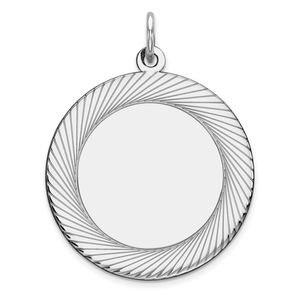 Sterling Silver Rhod-plated Eng. Round Polish Front/Satin Back Disc Charm (QM520/27)