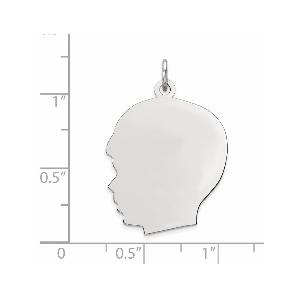 Sterling Silver Rhod-plate Eng. Boy Polished Front/Satin Back Disc Charm (QM521/18)