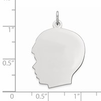 Sterling Silver Rhod-plate Eng. Boy Polished Front Satin Back Disc Charm view 2