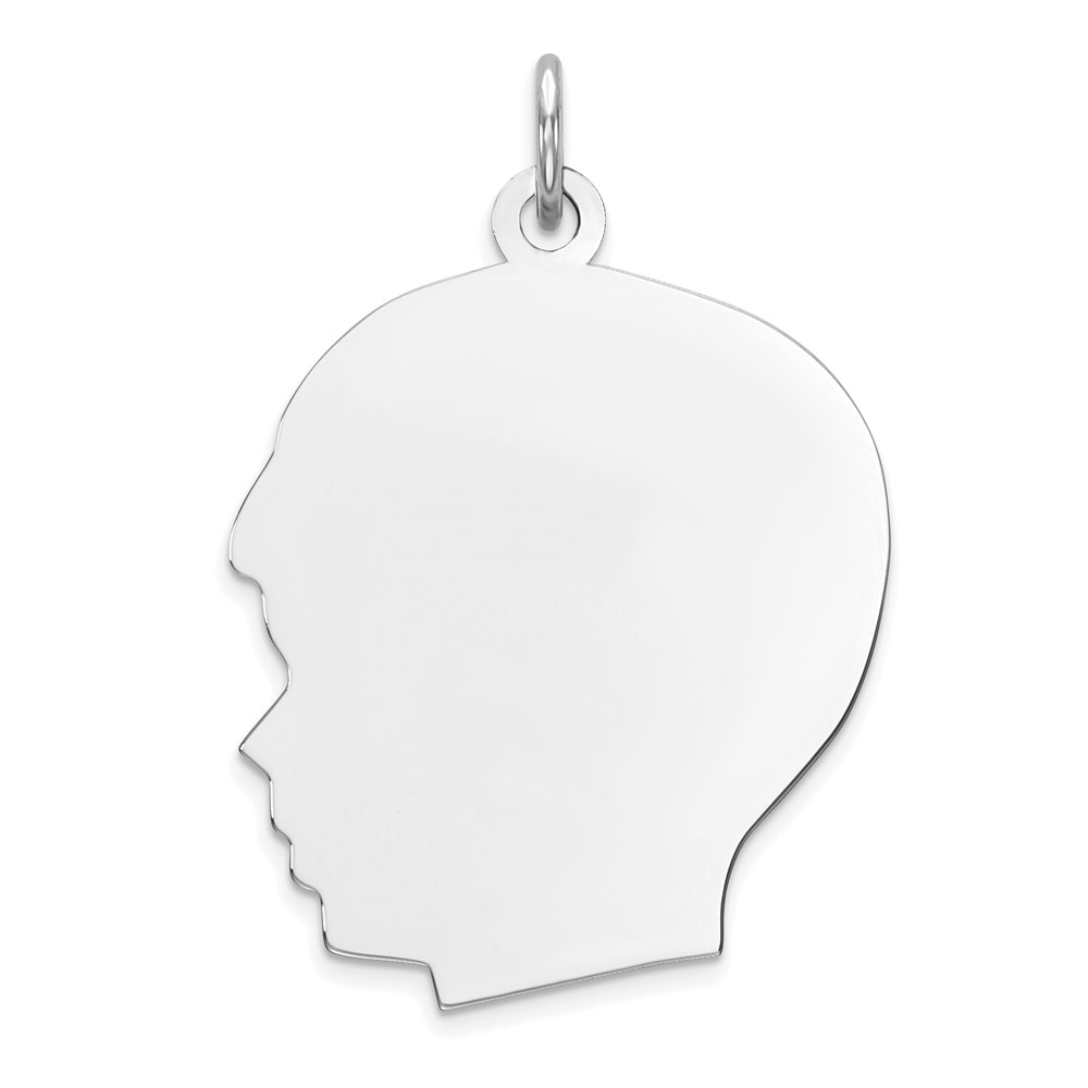 Sterling Silver Rhod-plate Eng. Boy Polished Front/Satin Back Disc Charm (QM521/18)