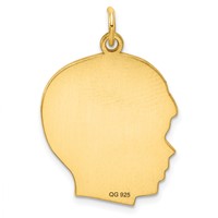 Sterling Silver GP Engravable Boy Polished Disc Charm view 3