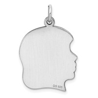 Sterling Silver Rhod-plate Eng. Girl Polished Front Satin Back Disc Charm view 4